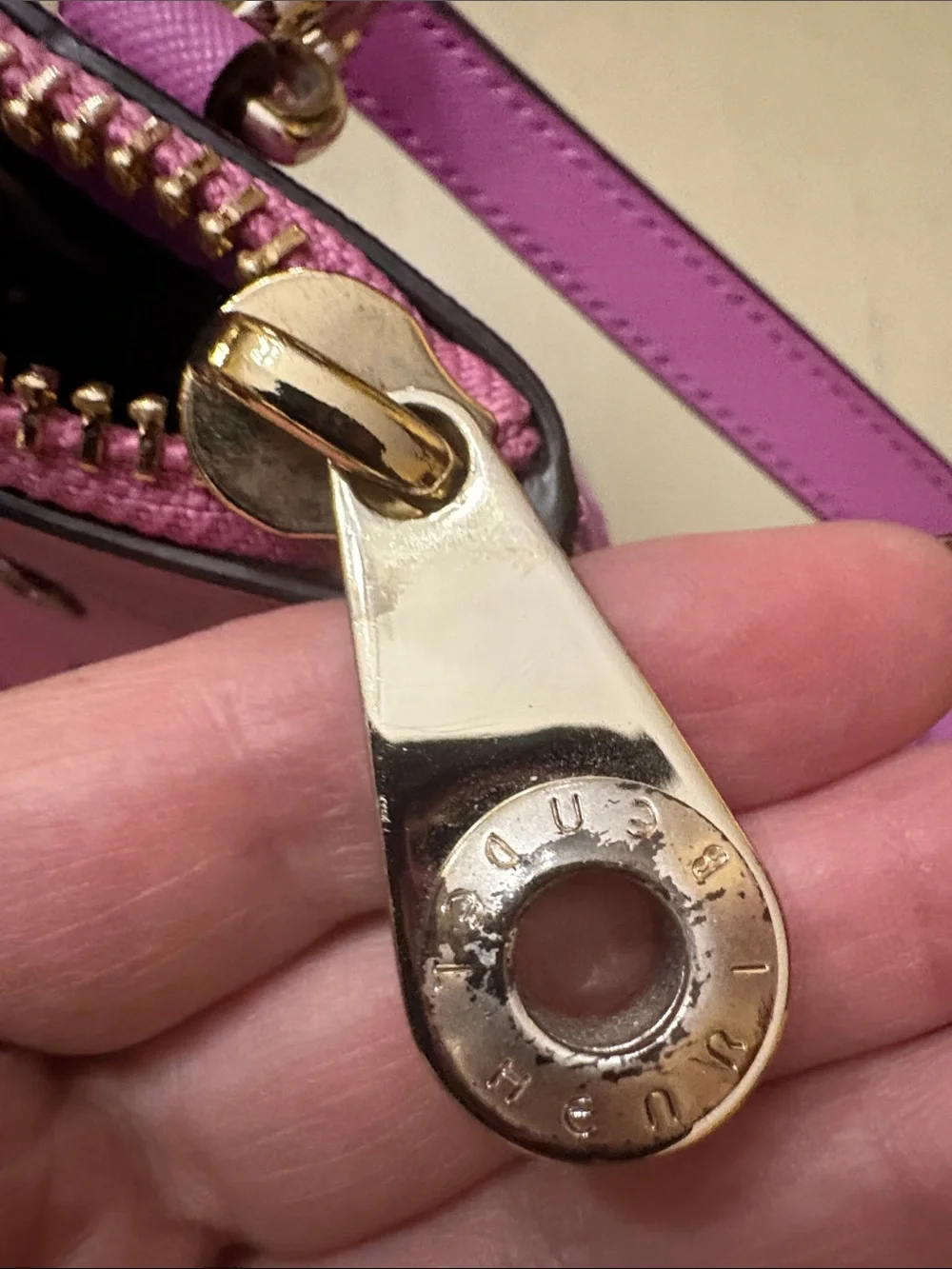 Henri Bendel West 57th Pink Eyelet Satchel with Gold-Tone Hardware